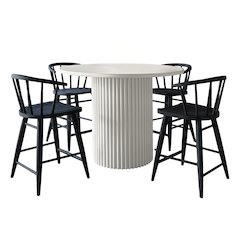 5-Piece Counter Height Dining Set with Round Table and Spindle Back Barstools