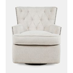 Bryson Transitional Upholstered Swivel Chair with Nailhead Trim