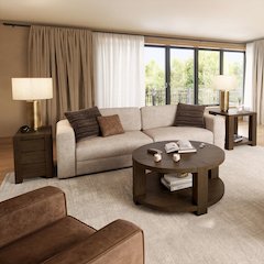 Brownstone 3-Pc Transitional Round Coffee Table, End Tables Set