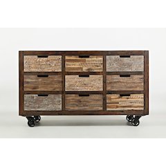 Painted Canyon Rustic Solid Acacia 9 Drawer Accent Chest with Caster Wheels