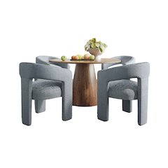 Gwen Luxury Mid-Century Modern Five Piece Dining Set with Upholstered Chairs