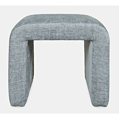 Modern Curved Upholstered Waterfall Jacquard Petite Ottoman Bench - Set of 2