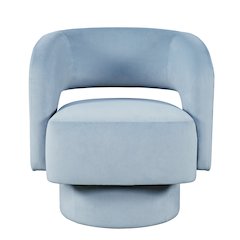 Mid-Century Modern Upholstered Split-Back Curved Sculpture Swivel Accent Chair