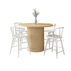 5-Piece Counter Height Dining Set with Round Table and Spindle Back Barstools