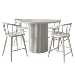 5-Piece Counter Height Dining Set with Round Table and Spindle Back Barstools