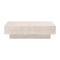 White Transitional Coffee Table Solid Reclaimed Pine Wood Durable Design