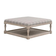 Gray Upholstered Coffee Table with Solid Ash Wood Frame and Foam Cushion