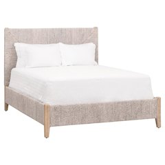 Gray King Size Bed Frame – Wood Platform Bed with Modern Design Finish