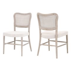 Dining Chair Set Brown, Cane Back, Solid Wood