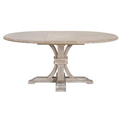 Solid Acacia 54-Inch Round Dining Table with Extension Leaf