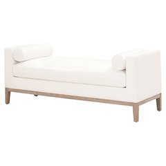 Gray Boucle Upholstered Bench for King Bed – Bedroom Bench