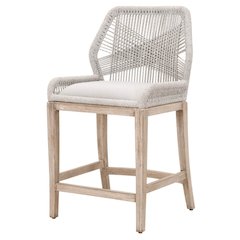 Gray Counter Stool with Mahogany Frame, Brown Bar Stool and Bar Chair Design