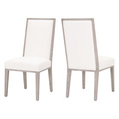 White Dining Chair 2-Piece Set, Upholstered, Rubberwood Frame