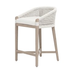 Outdoor Counter Stool with Reversible Cushion and Teak Frame