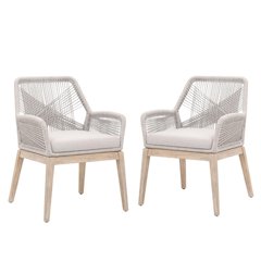 Gray Woven Armchair Set – Accent Chairs Set of 2 for Living Room Seating