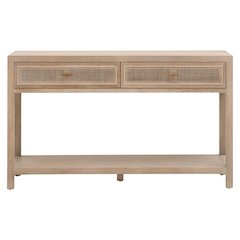 Bella Antique Transitional Cane 2-Drawer Entry Console