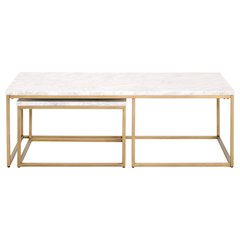 Traditions Transitional Carrera Nesting Coffee Table
