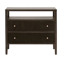 Bronze Bay Transitional Highland Open Shelf 2-Drawer Nightstand