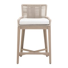 Woven - Outdoor  Transitional Overlay Outdoor Counter Stool