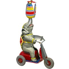 German Collectible Tin Toy - Elephant On Scooter