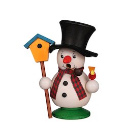 Incense Burner - Snowman With Bird And Birdhouse