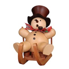 Incense Burner - Snowman With Sled (Natural)