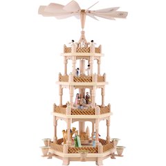 Pyramid - 4 Tiers - Nativity Scene, Wise Men, Shepherds And Angels