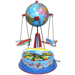 German Collectible Tin Toy - Carousel With Planes