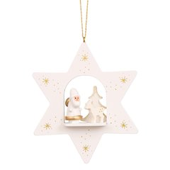 Ornament - White Star With Santa