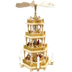 Pyramid - 4 Tiers - Nativity Scene. Wise Men, Shepherds And Angels