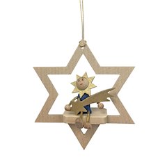 Ornament - Star With Moonman And Comet