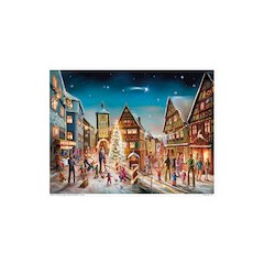 Advent Calendar - Christmas Village Scene  -  11.25"H X 15.25"W X 0.1"D