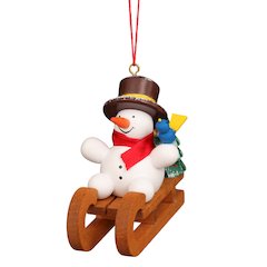 Ornament - Snowman On Sled