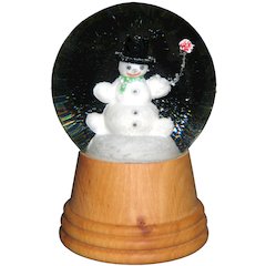 Snowglobe - Medium Snowman With Wooden Base