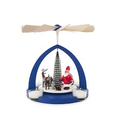 Pyramid - Blue Arch With Santa And Forest Animals - 8.65:H X 7.85"W X 7.85"D