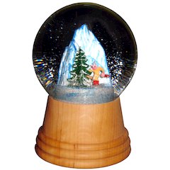 Snowglobe - Medium Skier With Wooden Base