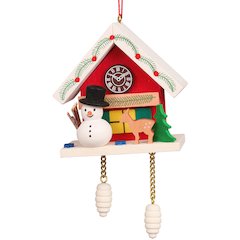 Ornament - Snowman With Red Cuckoo