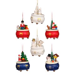 Ornaments - Assorted Music Boxes (Set Of 6) - 3"H X 2.5"W X 2.5"D