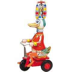 German Collectible Tin Toy - Duck On Bike