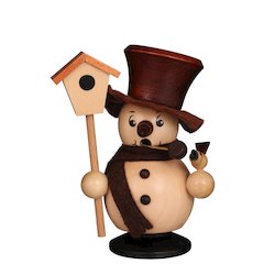 Incense Burner - Snowman With Birdhouse (Natural)