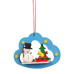 Ornament - Snowman In Blue Cloud