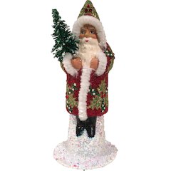 Paper Mache Candy Container - Santa Red And Green