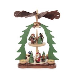 Pyramid - 2-Tier Christmas Motif With Santa And Snowman