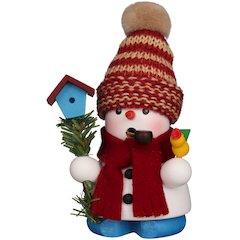 Incense Burner - Snowman With Birdhouse
