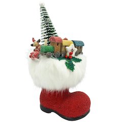 Paper Mache - Red Beaded Boot With Ornaments