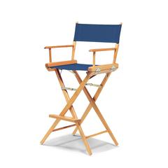 Telescope Casual World Famous Bar Height Director Chair With Varnish Finish and Blue Fabric