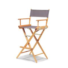 Telescope Casual World Famous Bar Height Director Chair With Varnish Finish and Gray Fabric