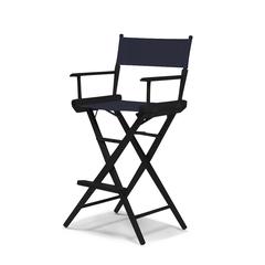 Telescope Casual World Famous Bar Height Director Chair With Black Finish and Navy Fabric