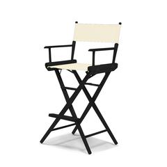 Telescope Casual World Famous Bar Height Director Chair With Black Finish and Natural Fabric