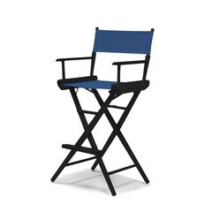 Telescope Casual World Famous Bar Height Director Chair With Black Finish and Blue Fabric